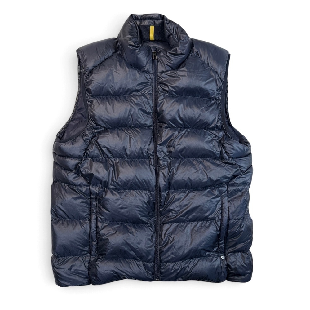 RLX Ralph Lauren Mens Navy Blue Down Puffer Vest Quilted Full Zip Mock Neck